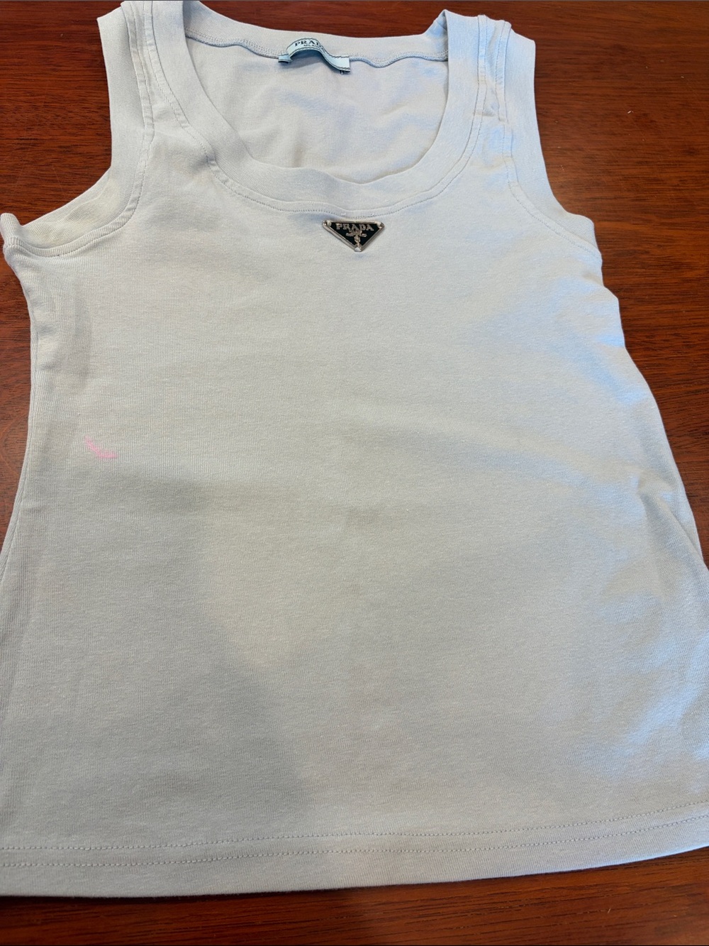 Prada Pale Blue Tank Top with Logo Plaque